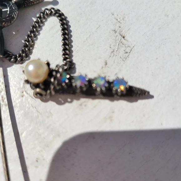 Florenza Hat Pin Stick Pin ~ Vintage ~ Victorian Revival ~ Rhinestones ~ Flaws - Picture 12 of 16